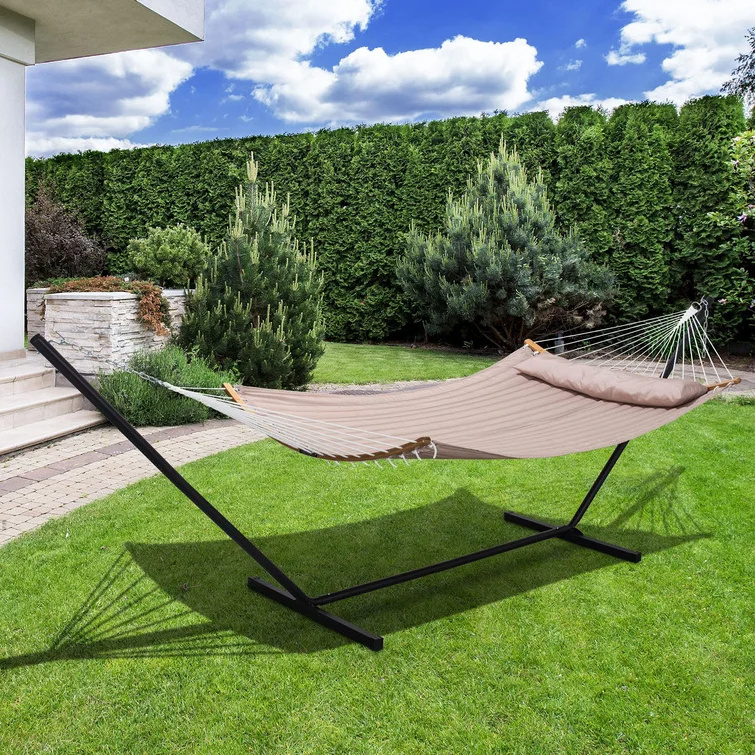 Outdoor Hanging Swing Hammock Chair Garden Portable Folding Camping Hammock Double Spreader Bar Hammock With Stand