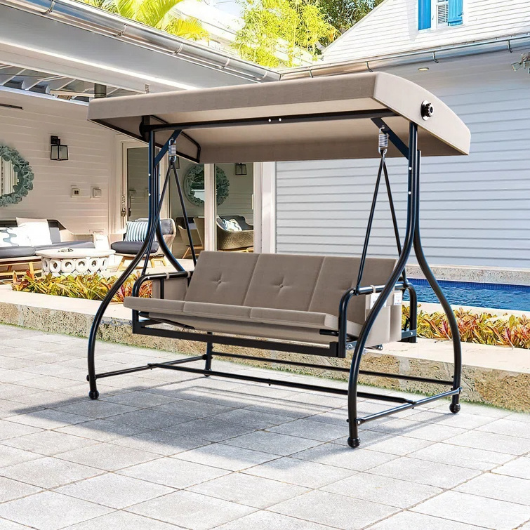 High Quality 3 Seats Steel Frame Garden Swing Chair Waterproof Garden Furniture Patio Swing With Canopy