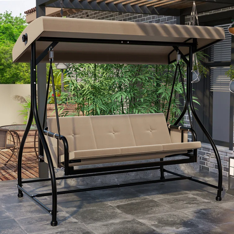 Outdoor Covered Three Seat Swing Bed Outdoor Swings Garden Hanging Chair Patio Swings