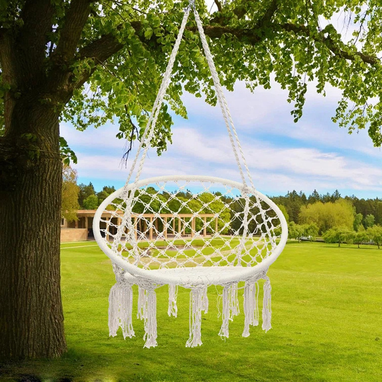 Portable Swing Hanging Macrame Hammock Swing Chair Camping Cotton Rope Hammock