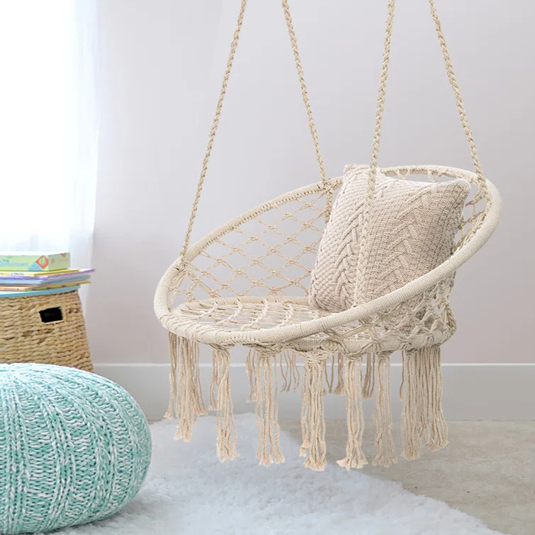 Portable Swing Hanging Macrame Hammock Swing Chair Camping Cotton Rope Hammock