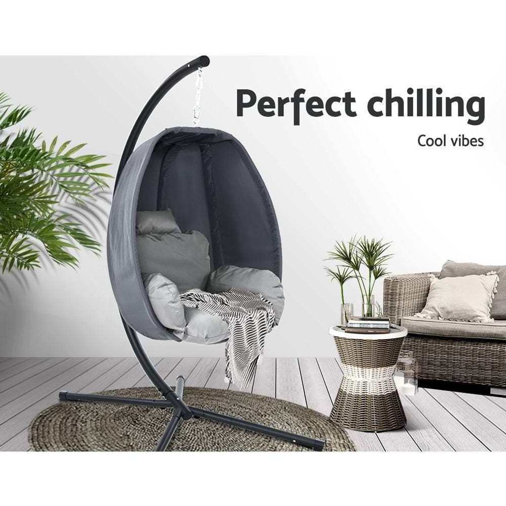 Outdoor Aluminum Egg Hanging Patio Swing Chair Outdoor Furniture Hanging Garden Egg Swing Chair Patio Swings With Stand