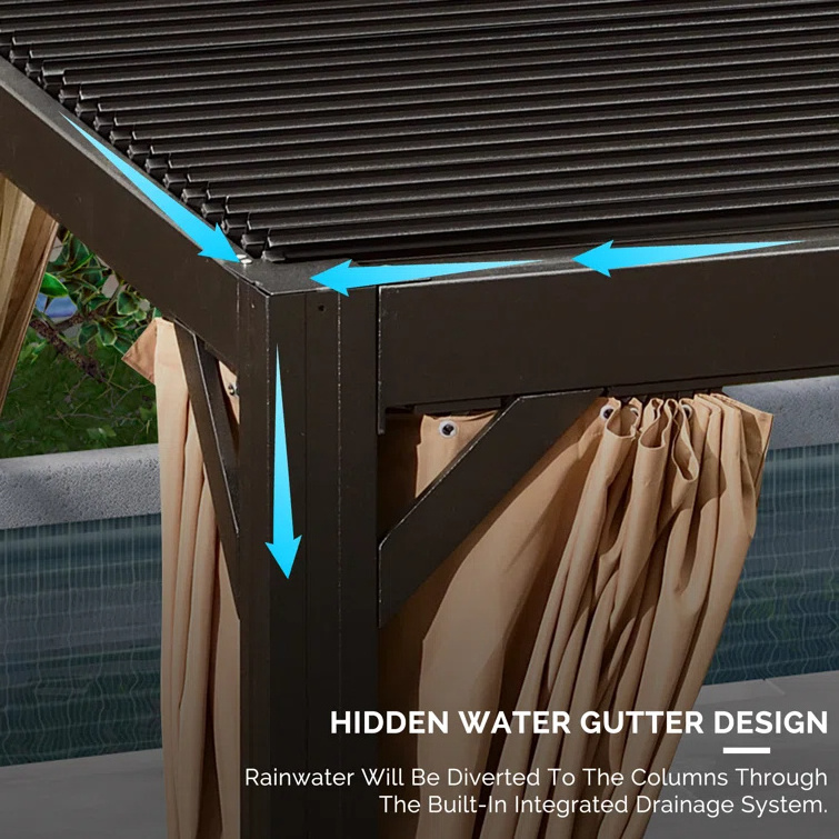 Metal Shade Covers Garden Aluminium Gazebo Outdoor Pergola Roof System  Terrace Balcony Pergola With Retractable Louvered