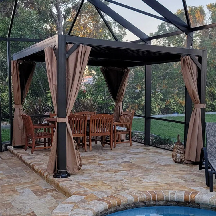 Metal Shade Covers Garden Aluminium Gazebo Outdoor Pergola Roof System  Terrace Balcony Pergola With Retractable Louvered