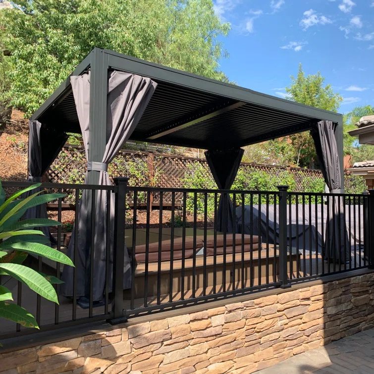 Metal Shade Covers Garden Aluminium Gazebo Outdoor Pergola Roof System  Terrace Balcony Pergola With Retractable Louvered