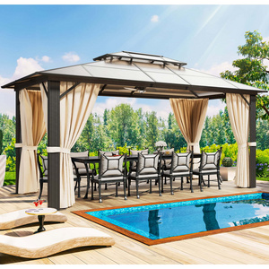 Customize Colors Aluminium Frame Polycarbonate Hardtop Gazebo Waterpoof Double Roof Garden Gazebos