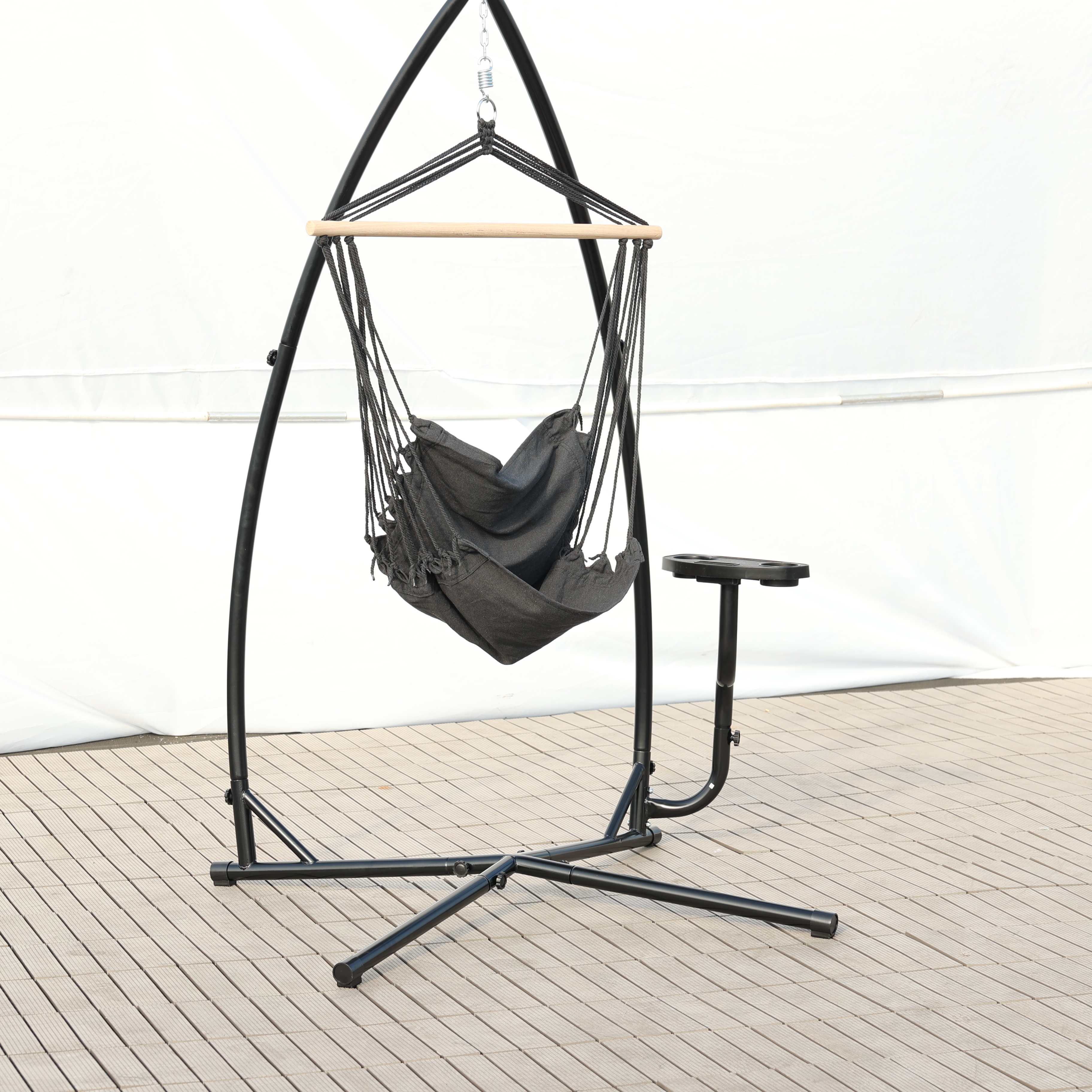 Portable Household Hanging Hammock Chairs Black Powder-Coated Steel Frame Stand Hanging Chair Steel Tube Stand For Outdoor