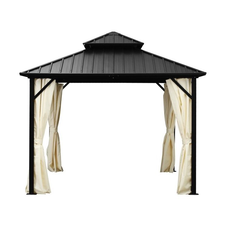 3*3m double roof aluminium outdoor pavilion steel roof luxury garden gazebo