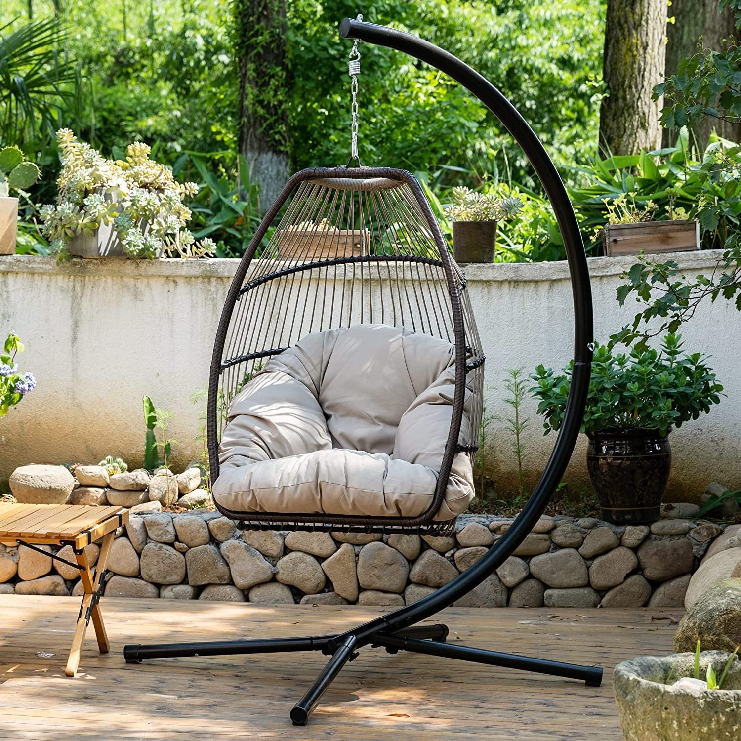 manufacturer rattan egg hanging patio swing chair removable hanging chair with metal stand