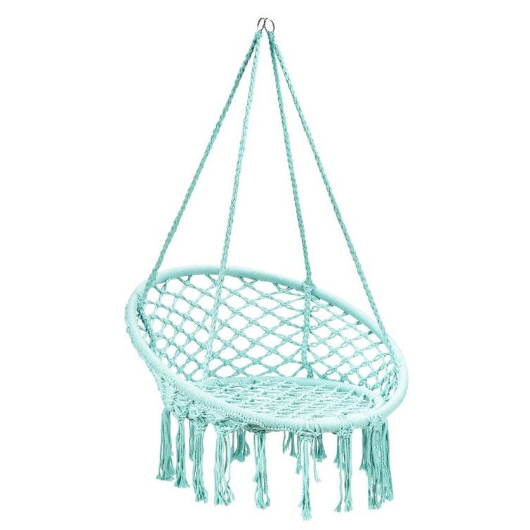 Garden 1 Person Porch Swing Leisure Patio Cotton Rope Hanging Swing Chair Outdoor Furniture Hammock Swing