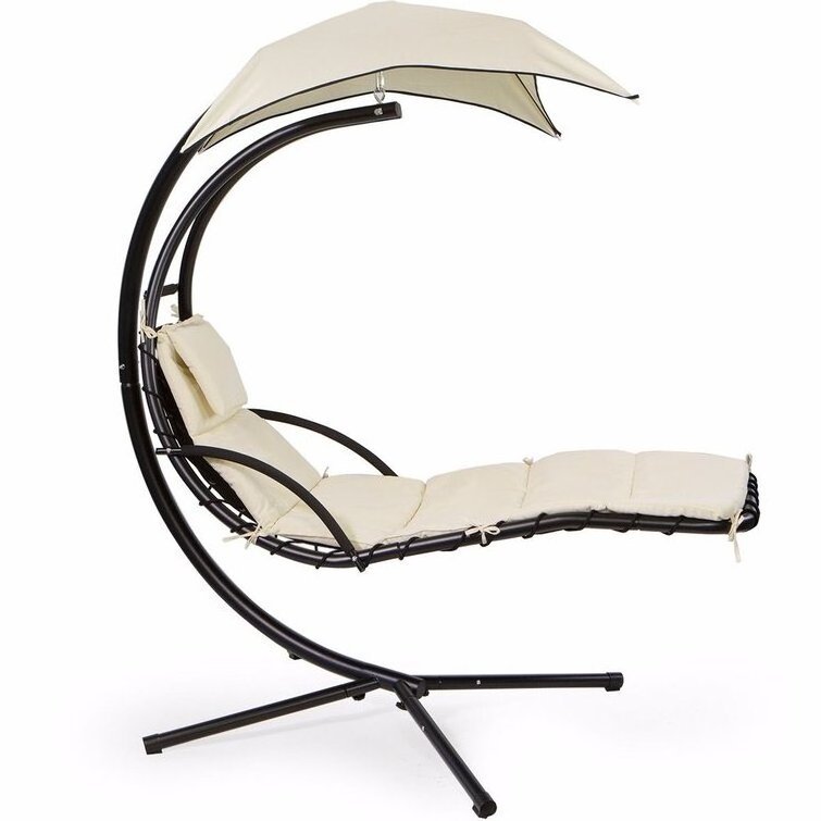 Hanging Chaise Sun Lounger Chair Steel Frame Outdoor Furniture Arc Stand Air Porch Swing Hammock Chair With Canopy