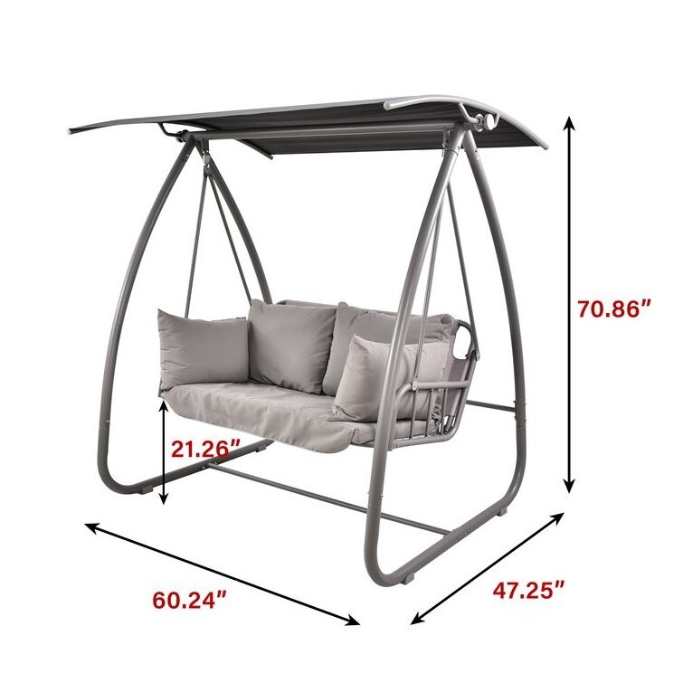 Garden Comfortable Hanging Swing Outdoor Furniture Outdoor Metal Frame Patio Swing 2 Person Porch Swing With Canopy