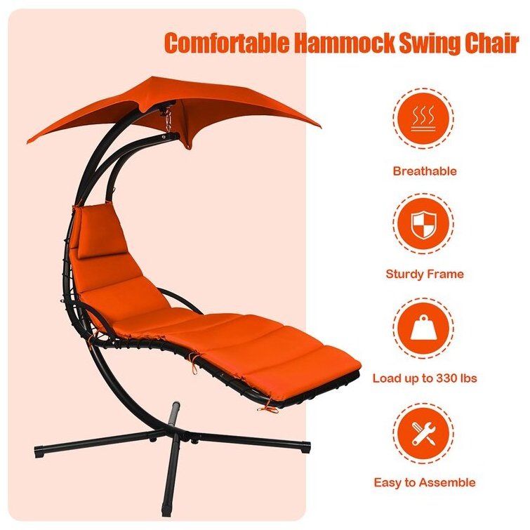 Outdoor Hanging Chaise Lounger Portable Hammock Swing Chair Patio Swing Chair Wtht Stand And Cushion