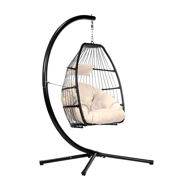 manufacturer rattan egg hanging patio swing chair removable hanging chair with metal stand