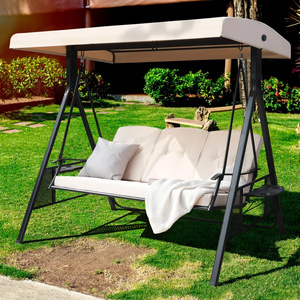 Garden Swing Chair Swing Bed 3 Persons Outdoor Furniture Metal Patio Swings Hanging Chairs