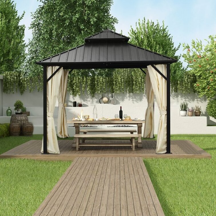 3*3m double roof aluminium outdoor pavilion steel roof luxury garden gazebo