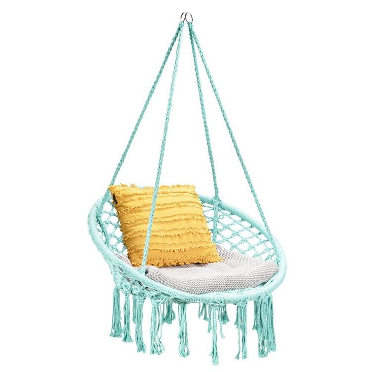 Garden 1 Person Porch Swing Leisure Patio Cotton Rope Hanging Swing Chair Outdoor Furniture Hammock Swing