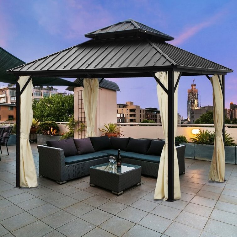 3*3m double roof aluminium outdoor pavilion steel roof luxury garden gazebo