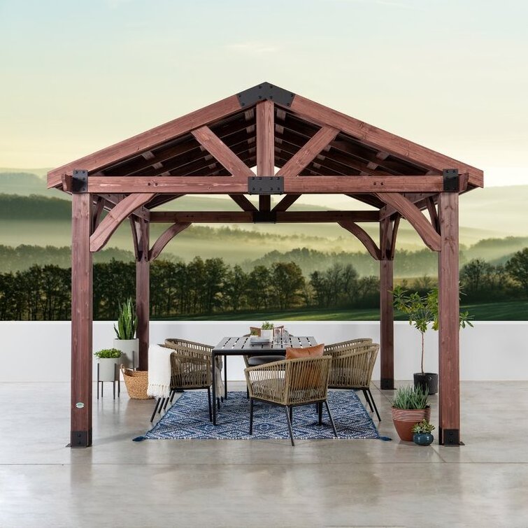 Factory Direct Supply Outdoor Waterproof Aluminum Pergolas Wood Gragin Gazebo With Sunshade Canopy