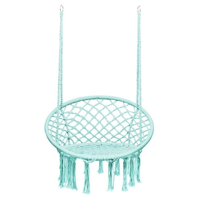 Garden 1 Person Porch Swing Leisure Patio Cotton Rope Hanging Swing Chair Outdoor Furniture Hammock Swing