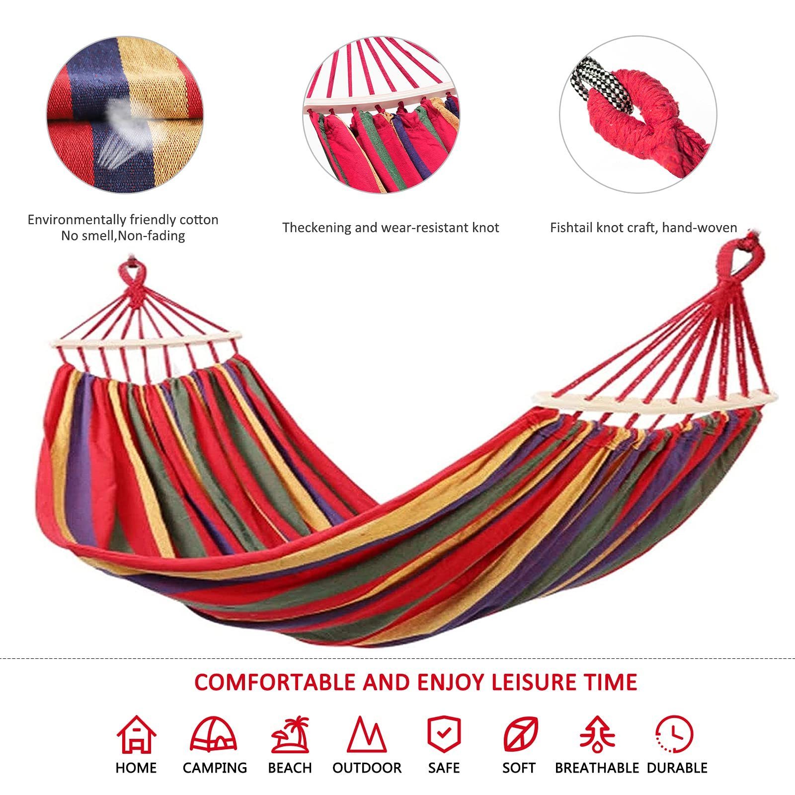 New Design Camping Double Hammock 250kg Outdoor Portable Travel Hammock Garden Canvas Hanging Hammock