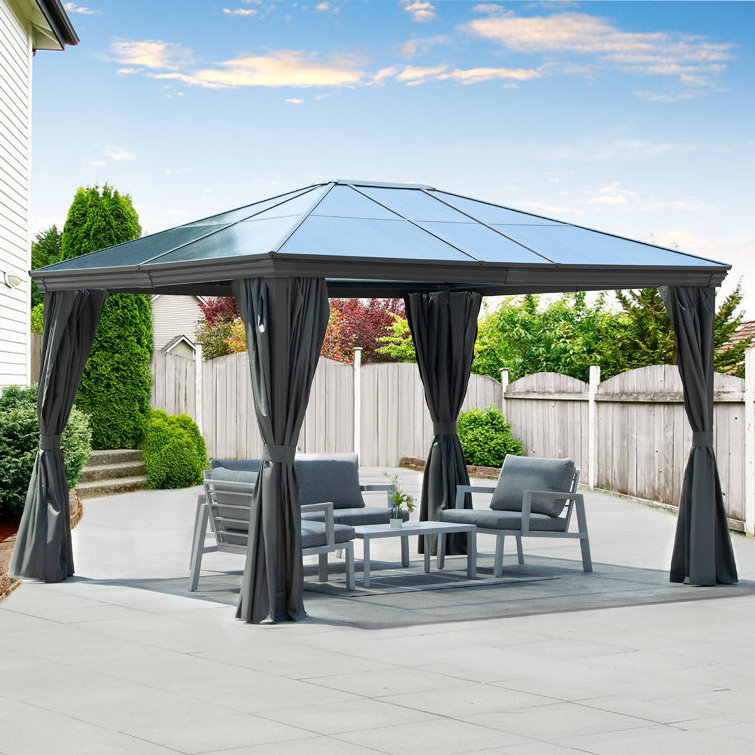 Outdoor Aluminum Frame Gazebo Easy Assemble Polycarbonate Top Gazebo Balcony Canopy Pergola