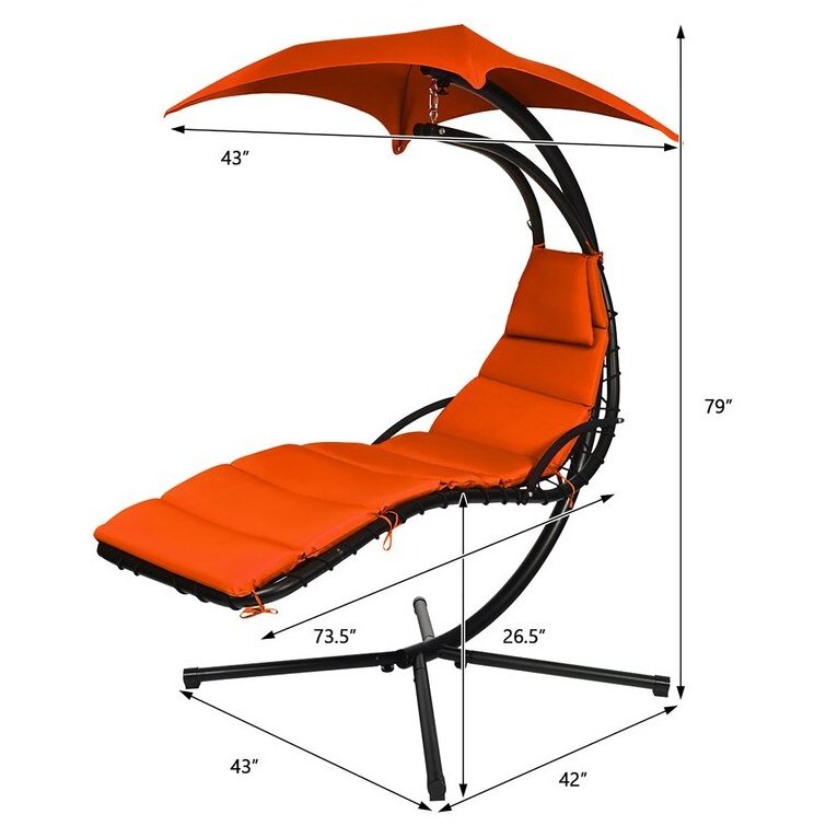 Outdoor Hanging Chaise Lounger Portable Hammock Swing Chair Patio Swing Chair Wtht Stand And Cushion