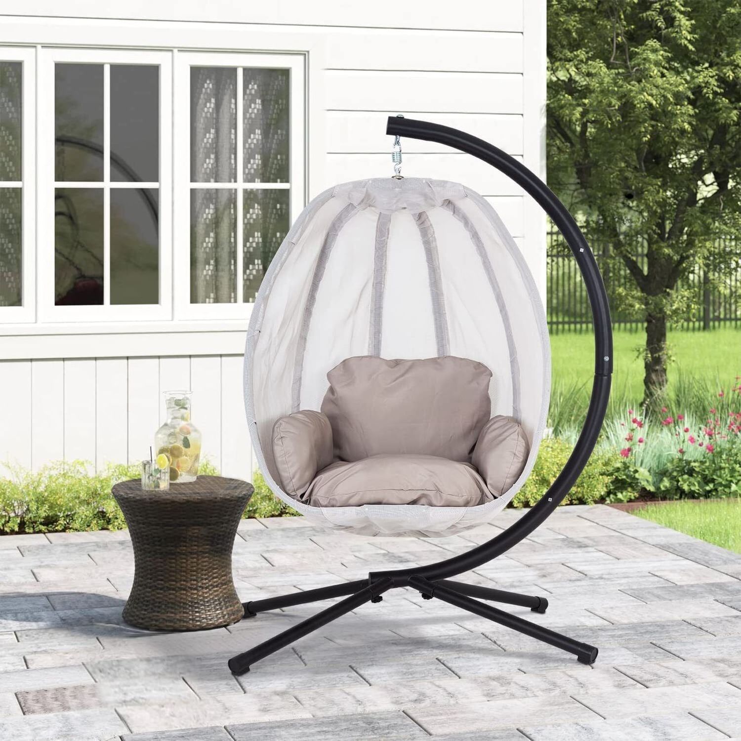 Modern Egg Shape Swing Chair Outdoor Furniture Patio Hanging Egg Chair Patio Swings Rocking Basket Hammock Chair