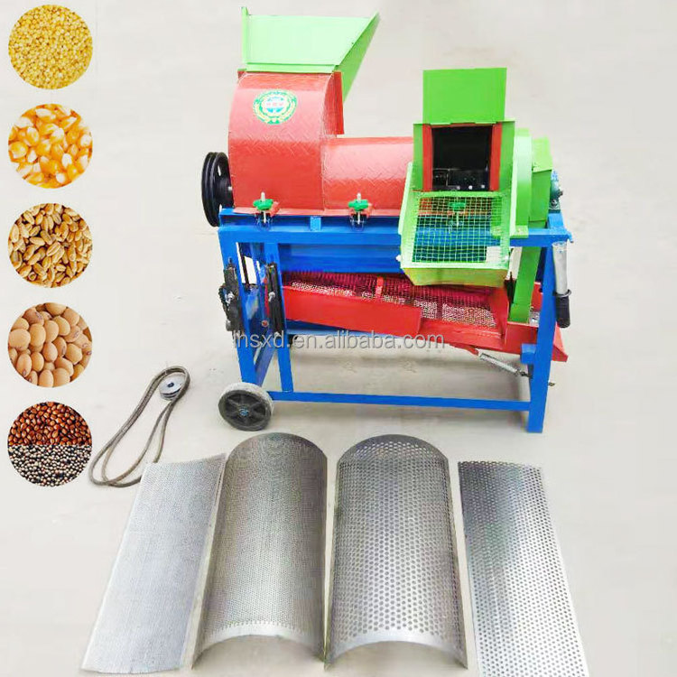 Multi-function Diesel Or Electric Small Scale Sorghum Soybean Paddy Rice Wheat Peeler /Corn Sheller Thresher Machine