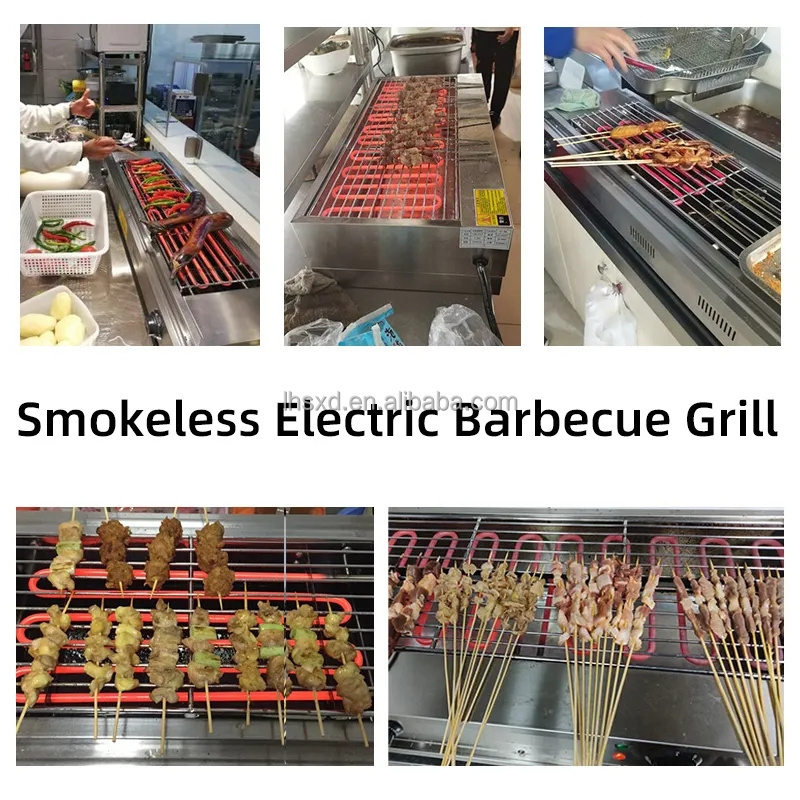 Commercial grill smokeless Electric grill gas stainless steel eco-friendly skewer stall grill