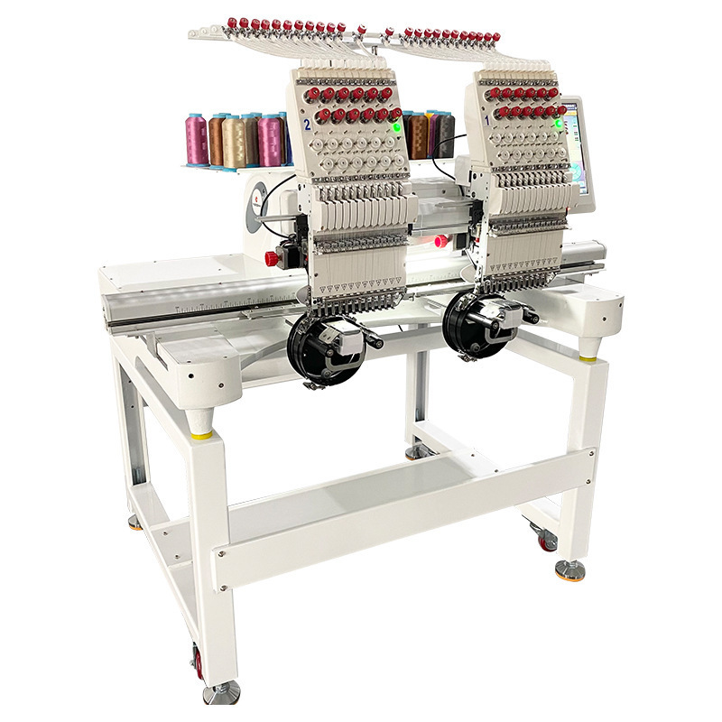 double heads 9/12/15 needles computer 400*450mm flat embroidery machinehat embroidery machine sewing embroidery machine