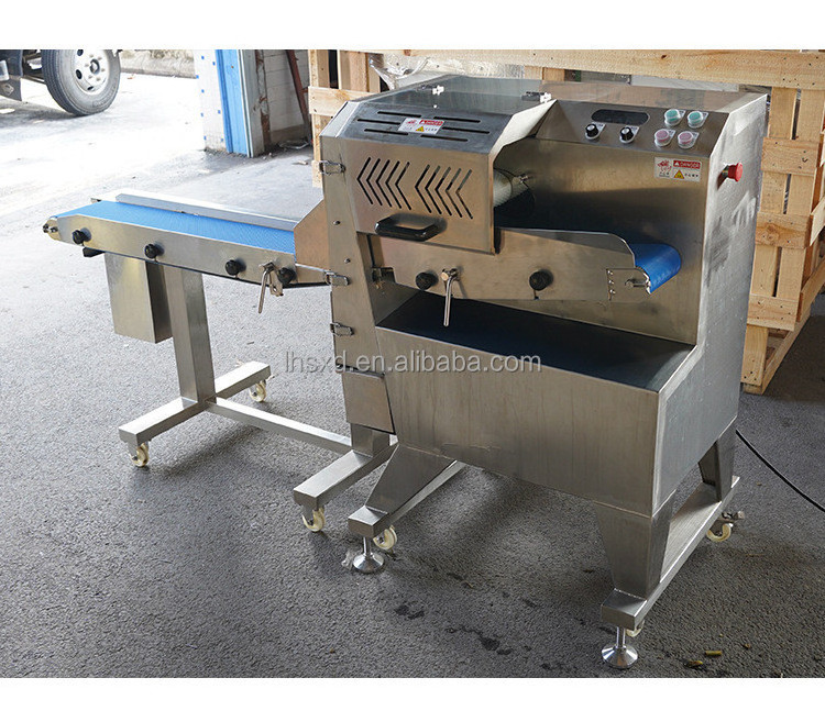 Commercial Adjustable Meat Slicer Cheese Sausage Cutter Machine  Conveyor Belt Cutter Feeding Inlet Cooked Meat Slicer Machine