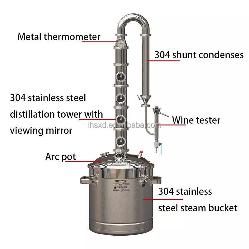 20L/30L Household Small Electric Vodka  Grape Brandy Alcohol Distiller With 4 - Storey Distillation Tower