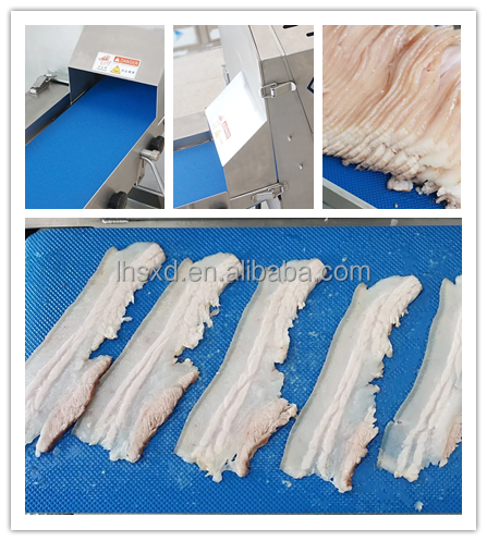 Commercial Adjustable Meat Slicer Cheese Sausage Cutter Machine  Conveyor Belt Cutter Feeding Inlet Cooked Meat Slicer Machine