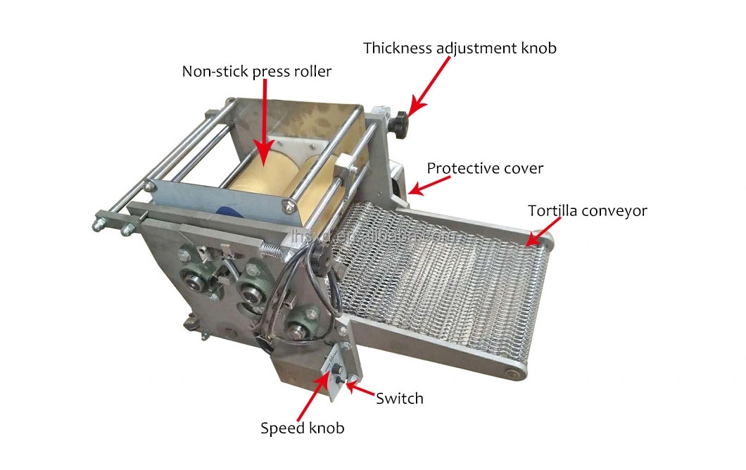 Household Electric 7-15cm Taco Enchilada Tortilla Dough Press Machine Tabletop Dough Press Tortilla Roti Making Machine