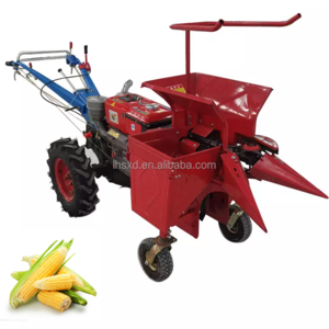 Small Agriculture Machine One Row Corn Picker Mini Walking Tractor Single Row Maize  Harvesting  Machine