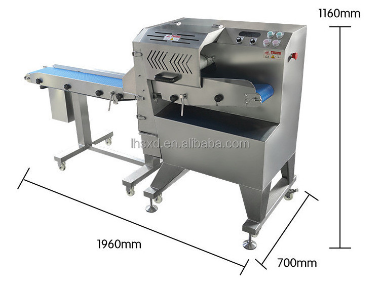 Commercial Adjustable Meat Slicer Cheese Sausage Cutter Machine  Conveyor Belt Cutter Feeding Inlet Cooked Meat Slicer Machine