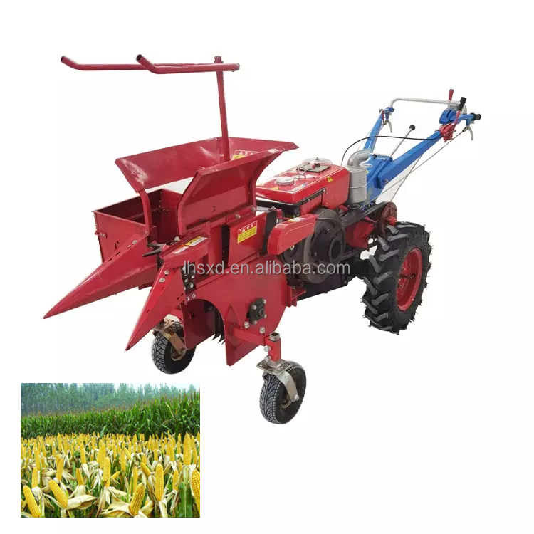 Small Agriculture Machine One Row Corn Picker Mini Walking Tractor Single Row Maize  Harvesting  Machine