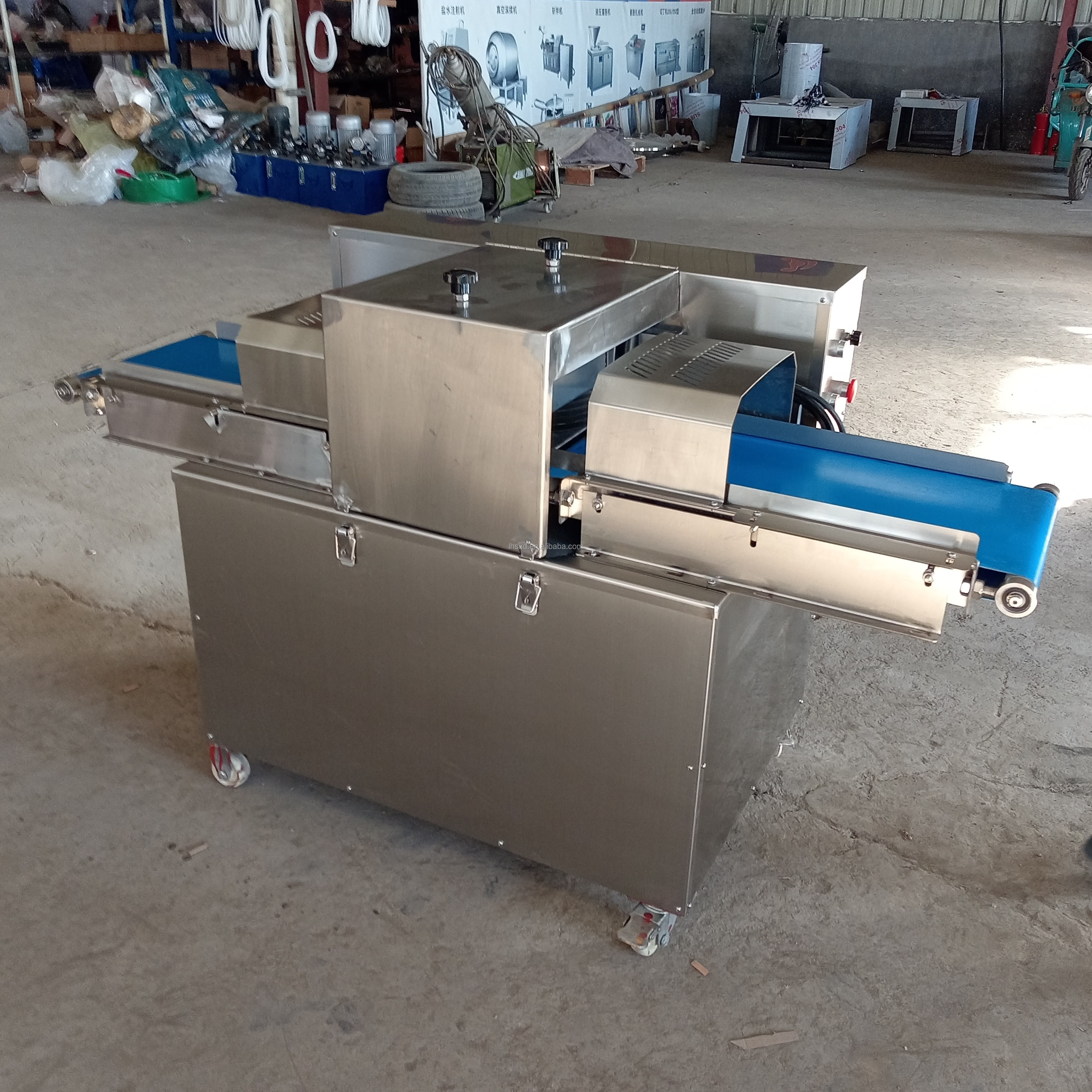 Fresh meat horizontal slicer  Fresh Beef Pork Meat Breast Jerky Slicer 40CM width belt Flake pork meat cutting slicing machine