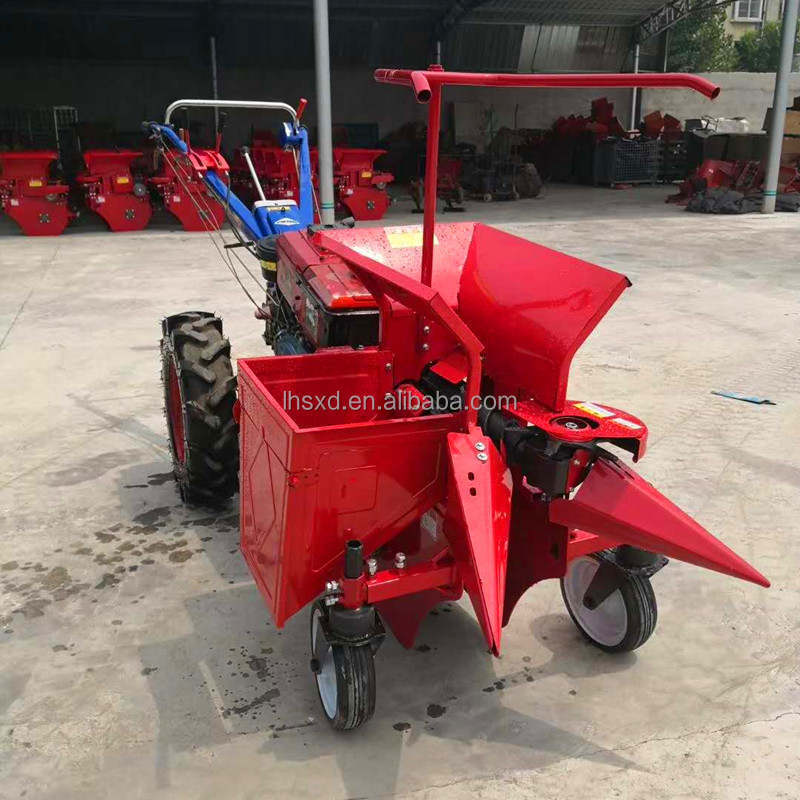 Small Agriculture Machine One Row Corn Picker Mini Walking Tractor Single Row Maize  Harvesting  Machine