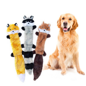 Wholesale Dog and Cat Teething Plush Toys Large No Stuffing Squeaky Plush Dog Toy Fox Raccoon and Squirrel