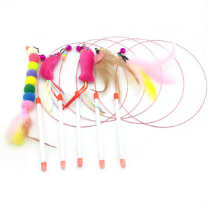 Wholesale Est-Selling Steel Wire Feather Cat Sticks With Bells Pet Interactive Toys To Relieve Boredom And Self Satisfaction