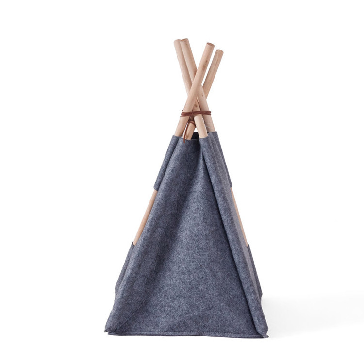 Wholesale Felt Wood Tipi For Dog And Cat Luxury Removable Pet Bed Living Room Pet Tent House