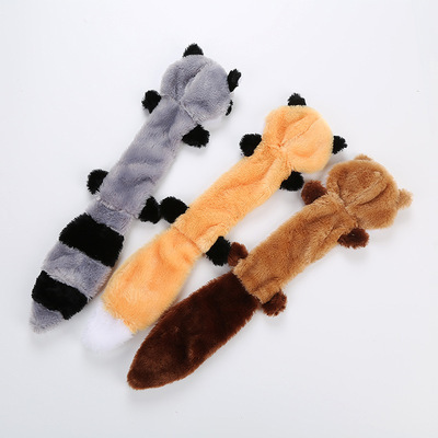 Wholesale Dog and Cat Teething Plush Toys Large No Stuffing Squeaky Plush Dog Toy Fox Raccoon and Squirrel