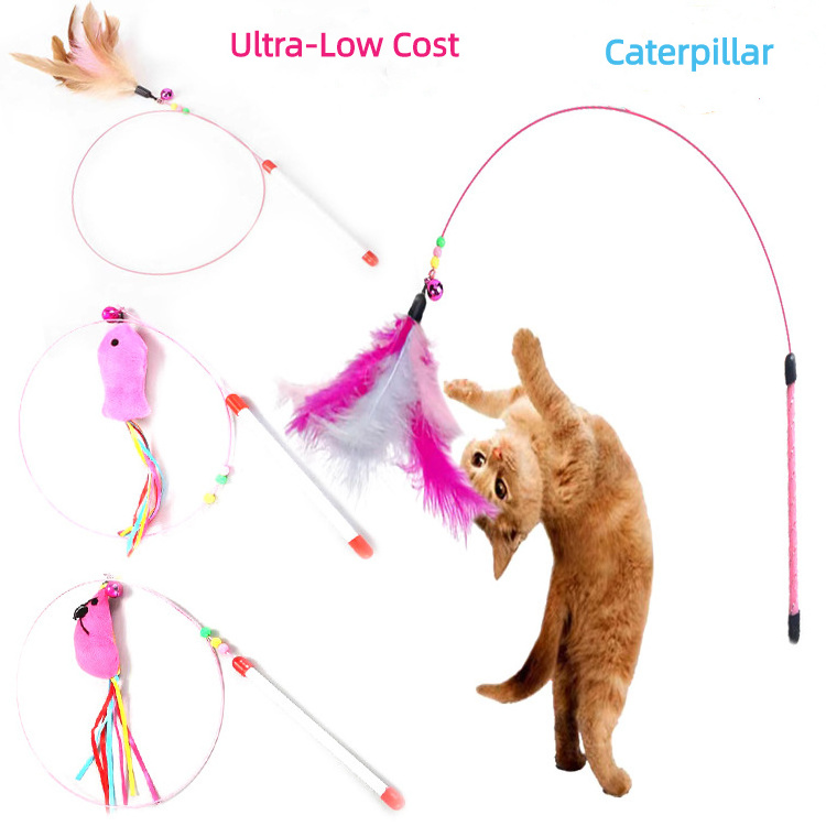 Wholesale Est-Selling Steel Wire Feather Cat Sticks With Bells Pet Interactive Toys To Relieve Boredom And Self Satisfaction