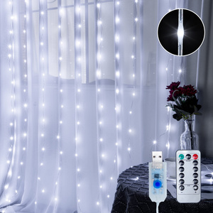 Woohaha Window Curtain String Light 300 LED with 8 Lighting Modes Remote Control USB Powered Waterproof Fairy Lights Curtain