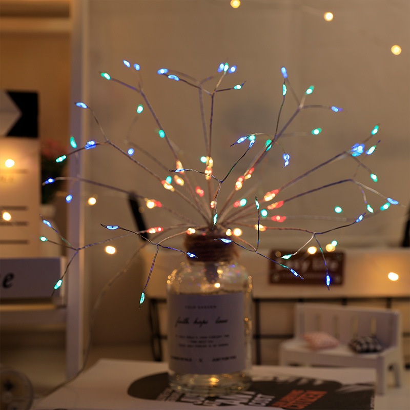 Woohaha Firework Lights 120 LED Copper Wire Starburst Light 8 Modes Battery Operated Fairy Star Sphere Lights with Remote