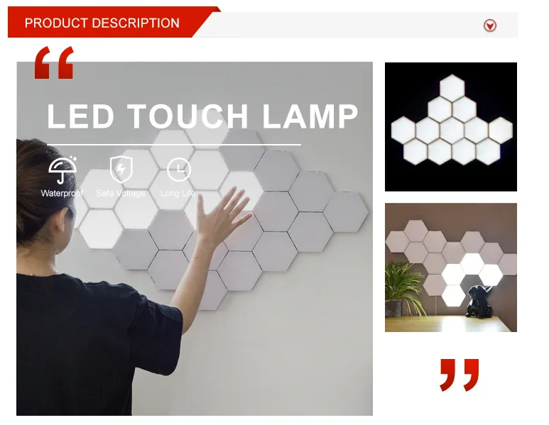 DIY Smart Sensitive Honeycomb Led Hexagonal Wall Lights Modular Touch Led Quantum Night Lamp Magnetic For Home Bedroom