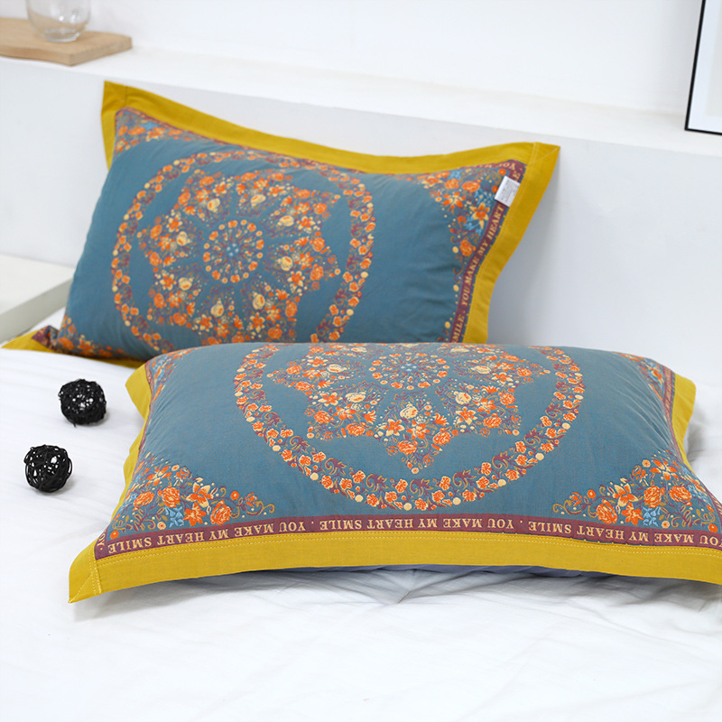 Yarn cotton pillowcases 6 ply jacquard sleeping pillow cases 50x80cm