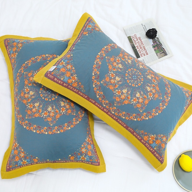 Yarn cotton pillowcases 6 ply jacquard sleeping pillow cases 50x80cm